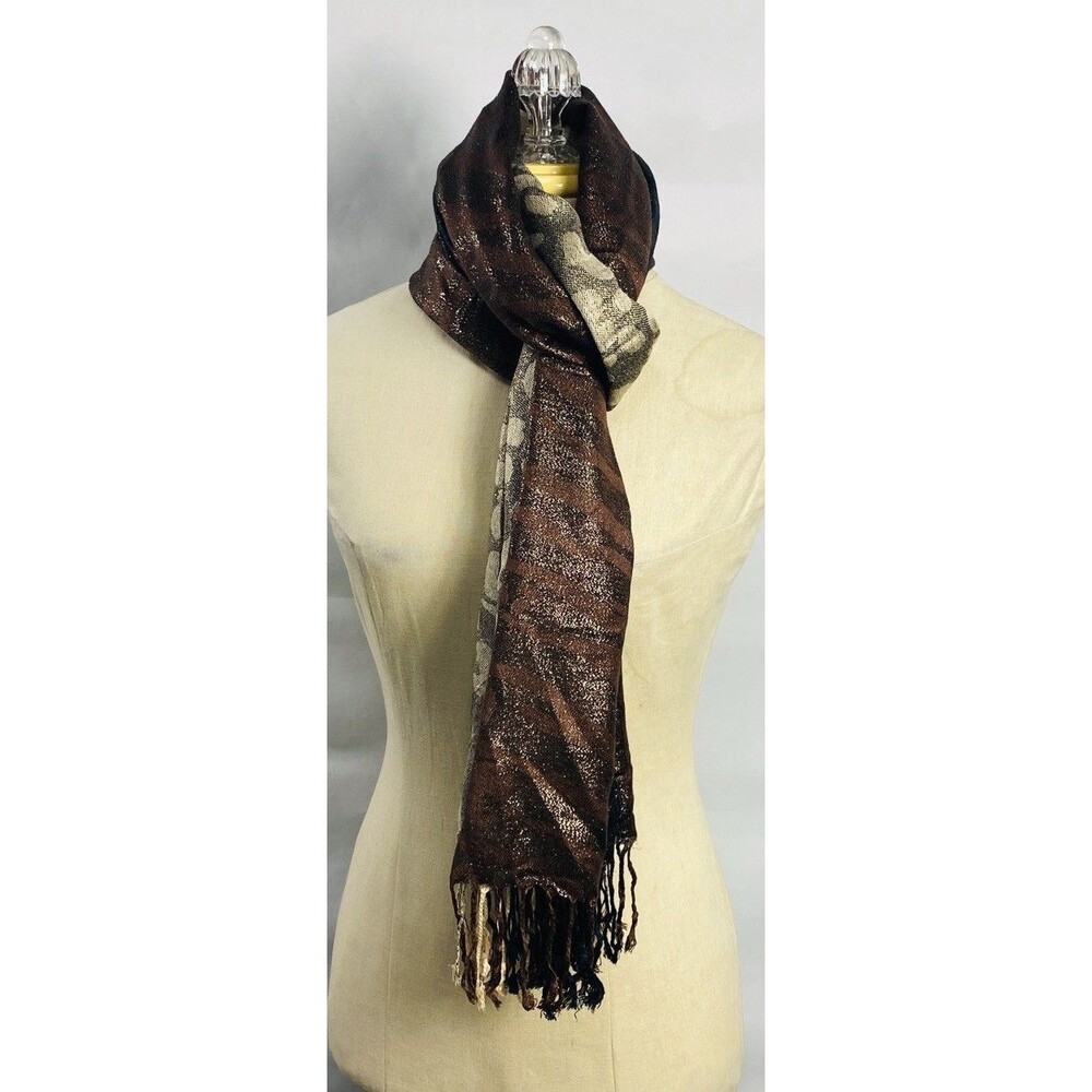 Vintage Kasper Shawl/Scarf Golden Mettalic 74”x27” - Picture 3 of 3
